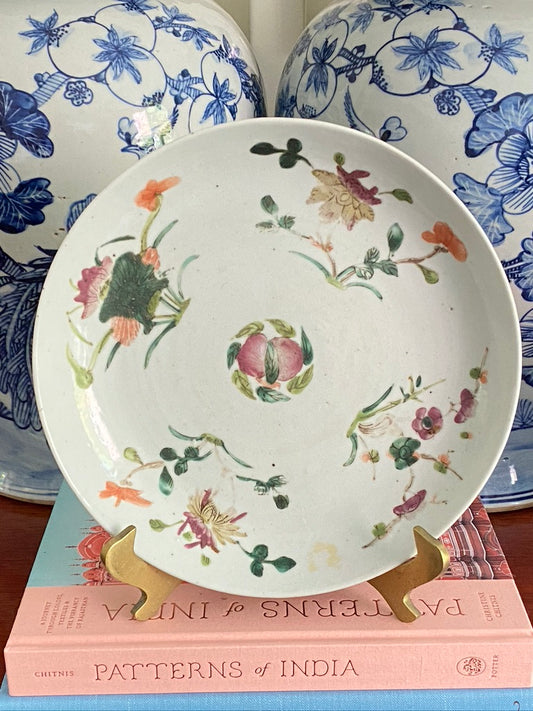 Antique Tongzhi Qing Dynasty Famille Rose Plate 19th Century