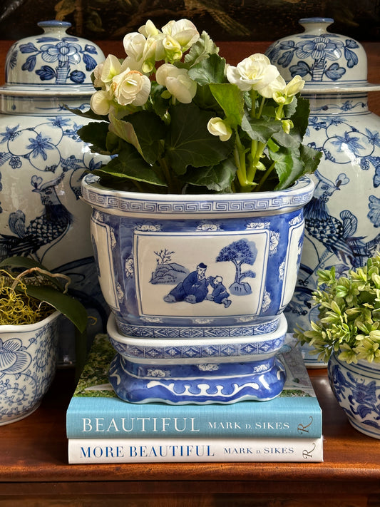 Beautiful Chinoiserie Jardiniere with Stand